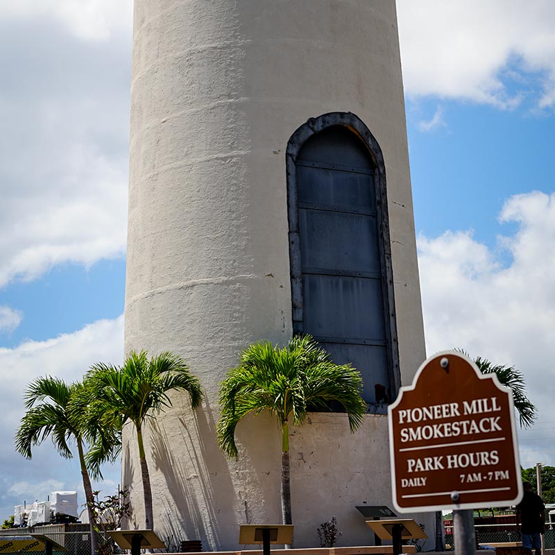 image of smokestack and trains in Lahaina Maui